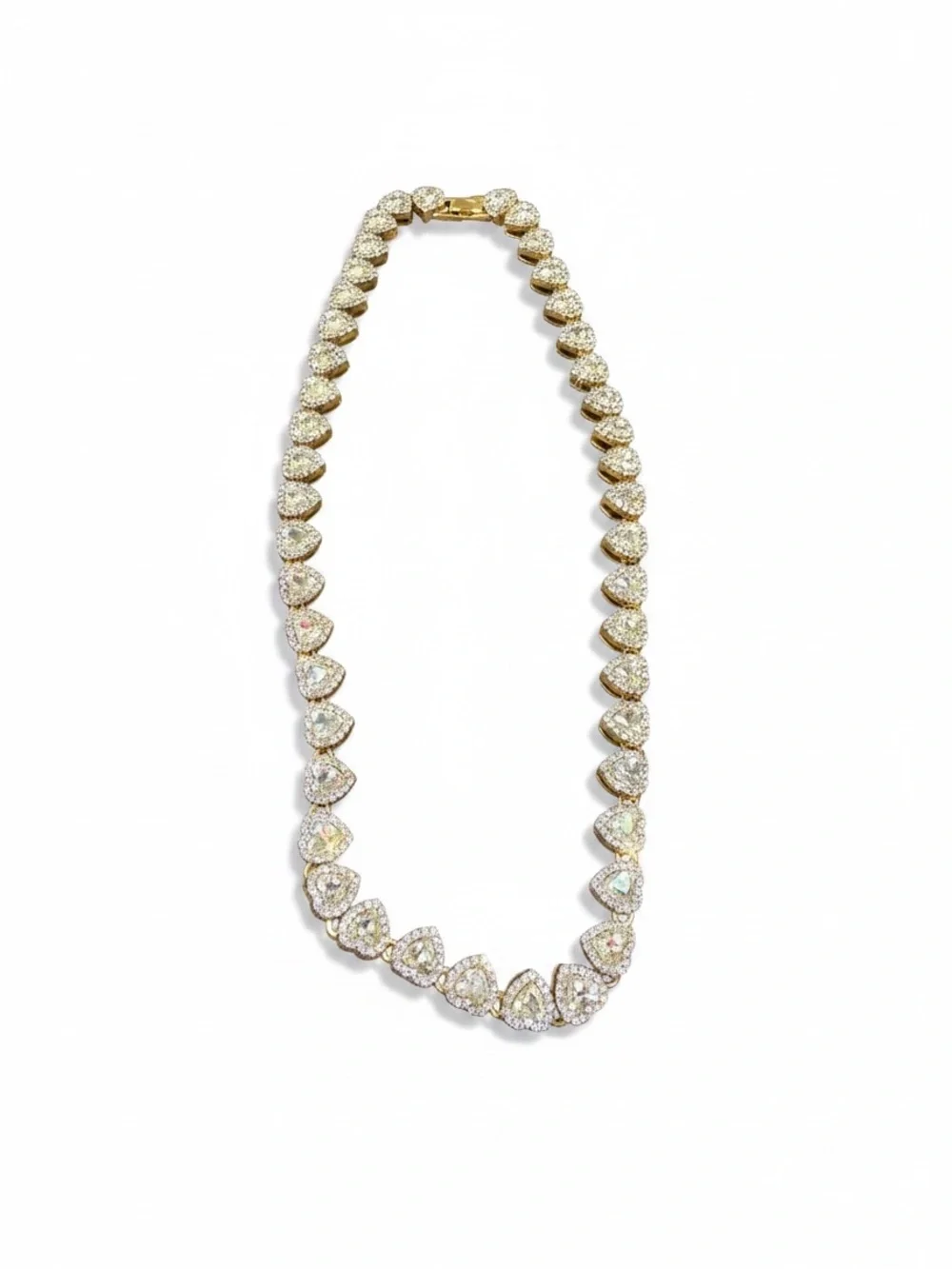 Gold-Tone Heart Crystal Tennis Necklace - Women's Jewelry